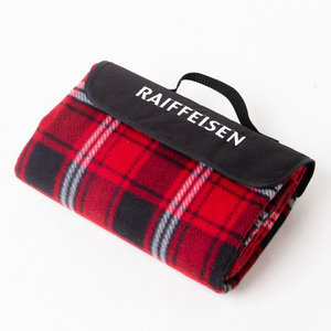 Manta de Picnic Impermeable de Forro Polar 100% Poliéster con Diseño Geométrico a Rayas, en Bolsa con Asa, para las Cuatro Estaciones - Product Image 1