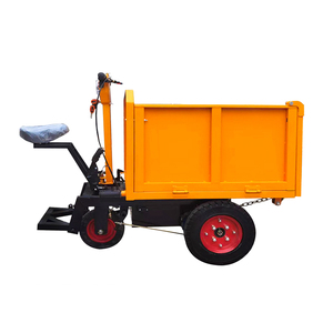 Mini-dumper électrique à trois roues, jaune, avec benne fermée en acier, chariot industriel mobile - Product Image 3