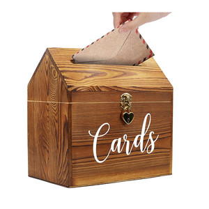 Brown Color Pine Wood Wedding <b>Card</b> Box <b>Gift</b> <b>Cards</b> with Heart Lock Receiving Box Party Graduation Bridal Baby Showers <b>Money</b> Box - Product Image 6