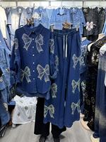 Setelan Wanita Dua Potong Ukuran Besar dengan Hiasan Rhinestone Berkilau dan Pengerjaan Berkualitas Tinggi OC981