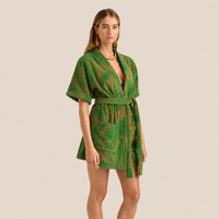 Robe de plage en coton jacquard Softextiles, peignoir court confortable en tissu éponge, kimono respirant pour la piscine, vente en gros