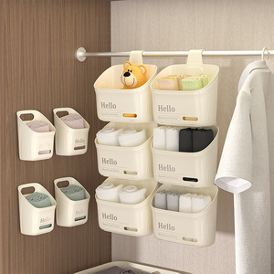 Hanging <b>Storage</b> <b>Basket</b> Rectangle <b>Wall</b> Mounted Punch Free Kitchen Bathroom Food Container Small Nordic White - Product Image 2