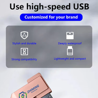Nuevo logotipo personalizado USB2.0 Pretty Rose Gold Pink Swivel 360 grados de rotación 64G Metal ultra Heart Solid Flash Drive Memory Disk Pen