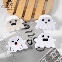 Pince à cheveux fantôme d'Halloween mignonne en gros d'usine, pince requin pour chignon, accessoire capillaire personnalisé avec logo pour femmes, pour coiffures rehaussées à l'arrière de la tête