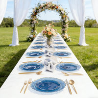 Assiettes jetables translucides en PS avec bord doré, 7 et 10 pouces, 23g/53g, style moderne pour mariages, traiteurs, événements et fêtes