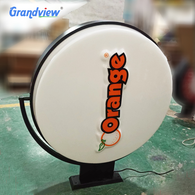Durable Solar/Battery LED Advertising Sign 360 Degree Rotating Light Box Shops Hotels Car Outdoor Promotions Acrylic Aluminum