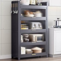 Buffet de salon/cuisine blanc avec étagère de rangement en acier, porte vitrée, grande capacité, meuble multi-niveaux