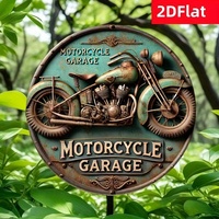 Plaque murale ronde en métal vintage pour garage moto, aspect vieilli et gaufré, décoration pour garage ou man cave