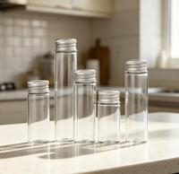 Tabung Kaca Mini 22mm 5ml 10ml 15ml 20ml 25ml 30ml Botol Vial Penyimpanan Kaca Bening untuk Bubuk/Hadiah