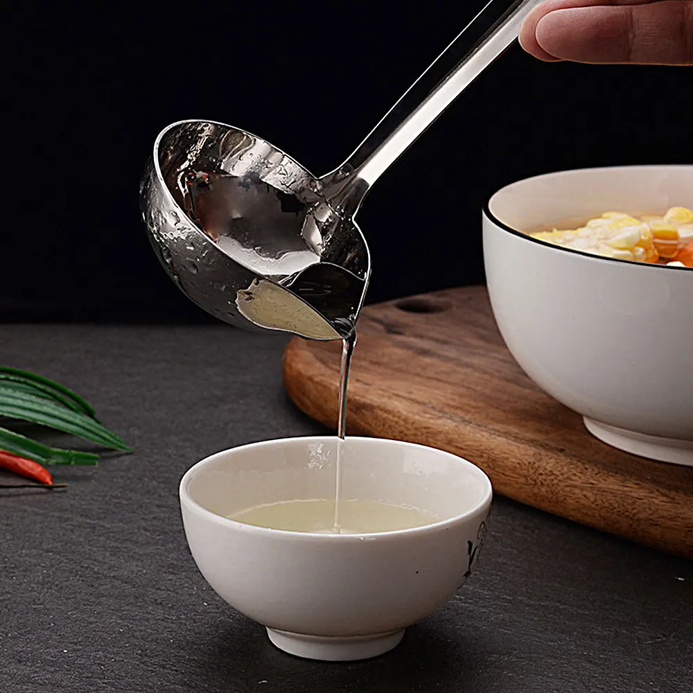 Stainless Steel Oil Soup Separating Spoon Filter Water Oil Durable Not Rust Long Anti-scalding Plastic Insulated Handle Spoon