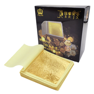 99% genuino 24K 8x8 cm fogli di foglia d'oro commestibili di lusso vero metallo sano per la decorazione di vino e torta stampa Offset - Product Image 4