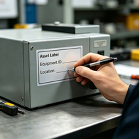Rouleau d'étiquettes autocollantes en PET argent mat, durables, résistantes à la déchirure, imperméables, inscriptibles à la main, pour actifs fixes, avec code-barres