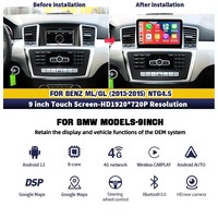 Écran multimédia DVD Carplay 9 pouces Snapdragon 665 8 cœurs Android 14 pour Benz GL350 ML350 W166 2012-2015