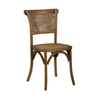 Chaise de salle à manger vintage en rotin tressé avec dossier en bois et assise en rotin pour événements, banquets, cafés, restaurants et mariages