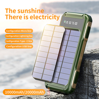 Banque d'alimentation solaire portable 20000mAh avec charge rapide, écran LED et lampe laser SOS, design adapté à l'extérieur, 4 câbles inclus