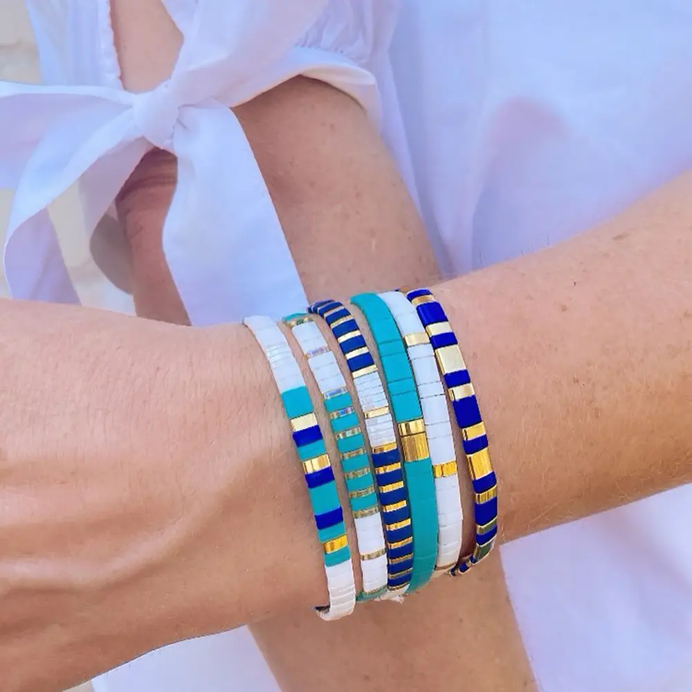 Boho Miyuki Bracelet Pour Femmes Tila Perles Arc-En-Bracelets Pour Fille Cadeau D'été Pulseras Élastique Bijoux En Gros