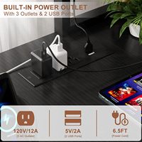 Escritorio para Juegos en Forma de L con Luces LED USB Integradas, Escritorio de Esquina para Computadora Negro con Soporte para Monitor y Estante de Almacenamiento