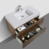 Ensemble de vanité de salle de bains d'hôtel de luxe moderne de 36 pouces armoire de lavabo de salle de bains murale flottante carcasse en MDF étanche