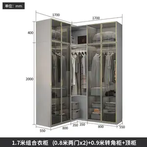 Customized Make Glass Door Wardrobe Factory Supply Classic Luxury Walk In Closet Design Wardrobe