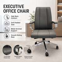 Usine Foshan, mobilier commercial réglable à dossier haut, chaise de bureau de luxe pivotante en cuir pour directeur exécutif, patron