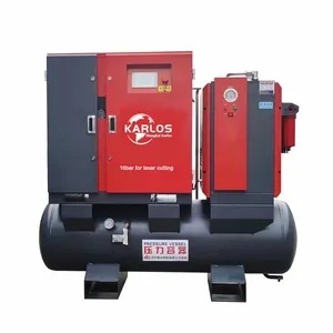 Karlos China Supplier Screw Air Compressor 15hp 16bar 4in1 Energy Saving Silent Industrial Compressor 15kw For Laser Cut Machine