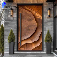 Portes d'entrée extérieures de sécurité modernes en aluminium et bois de luxe OEM PSL 2026 pour maisons, villas et résidences