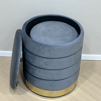 Bailey Offre Spéciale Pouf de rangement rond personnalisé Pouf en velours Ensemble de 2 poufs