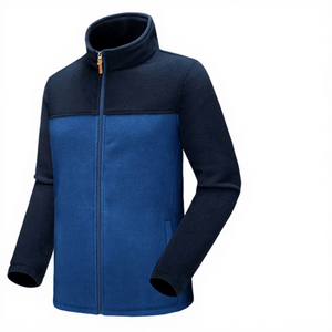 <b>Mens</b> Navy and Royal Blue & block Microfleece <b>Coat</b> High Neck Zipper Front Lightweight sherpa Sportswear Custom Clothing - Product Image 1