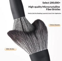 Ensemble de 10 pinceaux de maquillage à poils en nylon noir mat avec manche en bois et virole – Pinceaux portables pour poudre, fond de teint et fard à joues