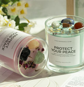 Vela Aromática LANJO de Cera de Soya con Cristales Naturales y Flores Secas, Hecha a Mano, para Halloween, Navidad, Ecológica, para el Hogar - Product Image 4