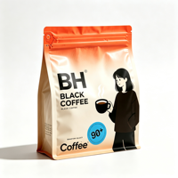 Sachets de café à fermeture éclair imprimés sur mesure à huit soudures latérales, sacs d'emballage en plastique de qualité alimentaire pour grains de café torréfiés