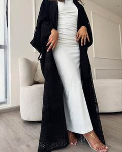 ガルフAbayasドレスあなた自身のAbayaプレーンブラックドバイイスラム教徒控えめな着用 - Product Image 4