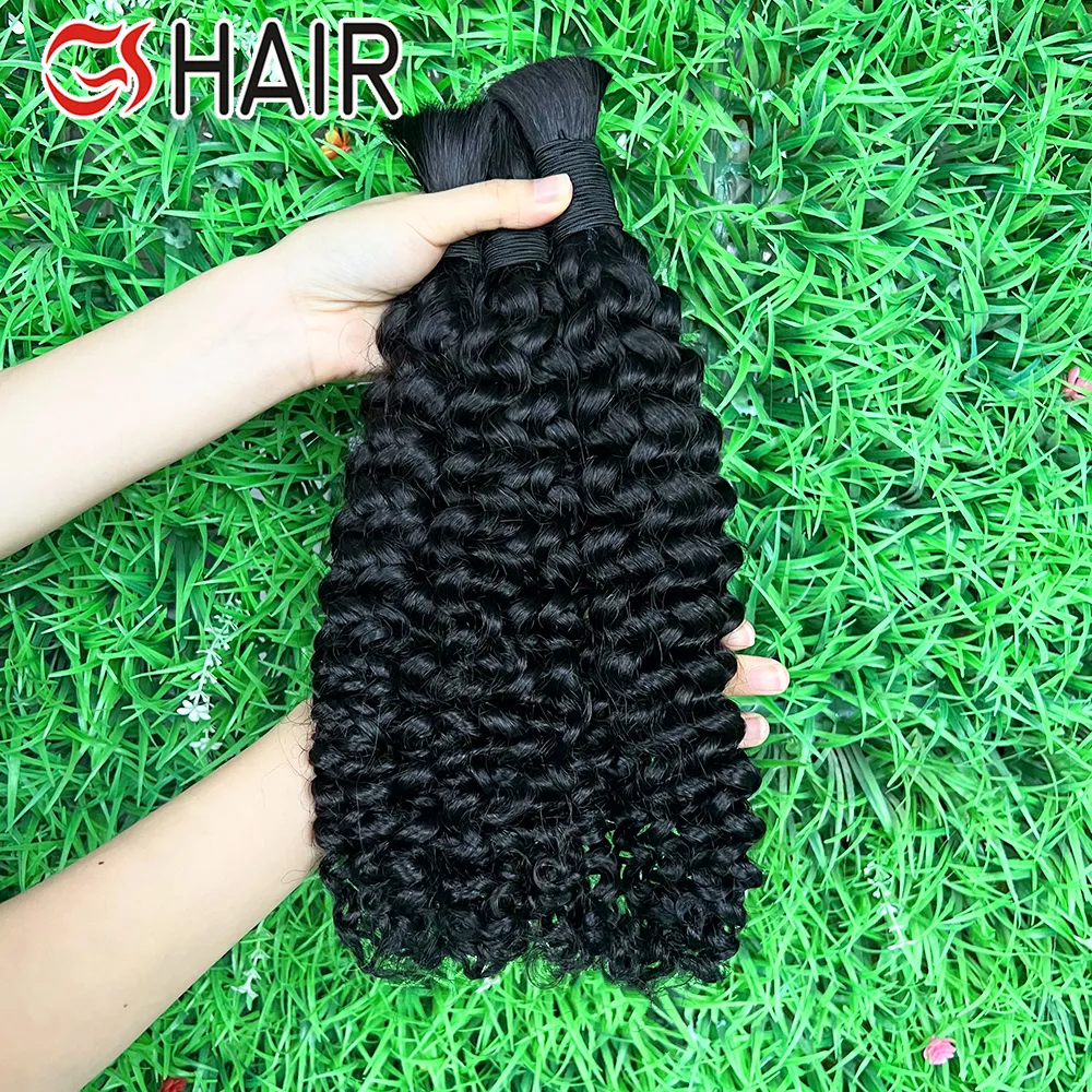 GS Stock Harga Murah rambut manusia keriting dalam Afro massal untuk kepang, warna alami keriting Remy ekstensi rambut manusia Bulk Vendor