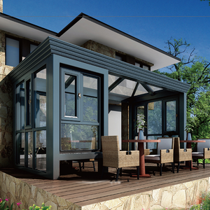 Serre d'hiver en verre au design moderne, véranda imperméable avec cadre triangulaire incliné en verre trempé pour villas - Product Image 1