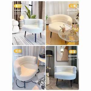 Sillón de Lana de Cordero para Sala de Estar, Dormitorio, Vestidor, Hotel, Silla Individual de Ocio, Silla de Maquillaje, Taburete para Tocador - Product Image 4