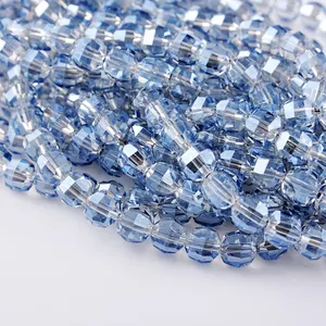 Colorido al por mayor de cristal facetado perlas de vidrio forma redonda de perlas para joyería haciendo