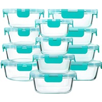 Boîte à lunch 12 pièces, boîte de conservation alimentaire en plastique de qualité alimentaire pour micro-ondes et réfrigérateur, avec couvercle hermétique