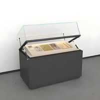 Vitrine de présentation de montres en verre noir et bois, design moderne et personnalisé, vitrine de musée, présentoir sur mesure