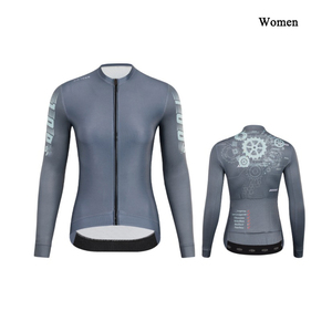 Full Zip Long Sleeve Cycling Jersey Mechanical Print Quick Dry Breathable MTB <b>Road</b> Bike Riding Top for Men Women Outdoor Riding - Product Image 4