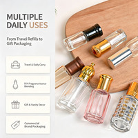 Pequeño frasco de vidrio para aceite de perfume, 3ml, 6ml, 9ml, 12ml, recargable, transparente, con tapa decorativa, para fragancias Attar, aceites esenciales, logotipo personalizado, OEM
