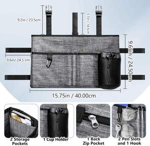 Bolsa de Transporte Plegable con Múltiples Bolsillos para Andador, con Portavasos, Bolsa de Almacenamiento con Asa para Transportar con las Manos Libres, para Andadores Universales - Product Image 6