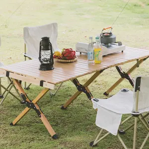 정원 휴대용 사각형 접이식 식사 TBBQ 캠핑 투어 계란 롤 휴대용 접이식 피크닉 나무 야외 피크닉 캠핑 테이블