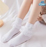 Chaussettes de cheville pour bébé fille, printemps-automne, mignonnes, scintillantes, avec nœud en dentelle et perles, à volants, blanches, tendance, en Spandex/Coton, vente en gros pour enfants