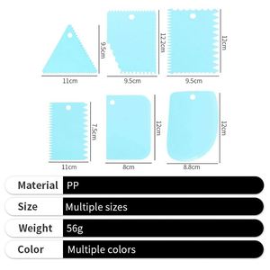 New Arrival Plastic Cake Scraper Colorful Light Portable Handheld 6 Pieces Decorating Cake Tool Set for Sale - Product Image 4