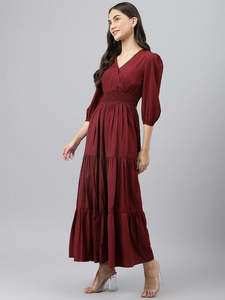 Vestido Maxi de Mujer con Cuello en V, Diseño Sólido, Ajustado y con Vuelo, para Ocasiones Festivas, Casuales y Elegantes, Vestido Largo de Una Pieza a la Moda - Product Image 5