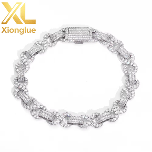 Wholesale High Quality Fashion <b>Statement</b> <b>Jewelry</b> 18k Gold Brass Hop 8-shaped Chain Bracelet Tennis Zircon Bracelet for Women - Product Image 1