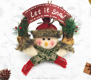 Pequeño muñeco de nieve de mimbre corona alce muñeca colgante de puerta de madera decoraciones de Navidad - Product Image 4