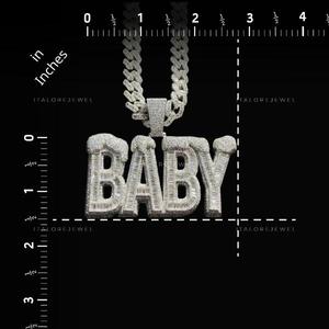 Nouveau Collier Unisexe en Argent 925 Plaqué Or avec Pendentif Lettre ROC en Perle d'Eau Douce et Moissanite Sertie en Canal, Style Hip Hop, Breloque de Fête - Product Image 1