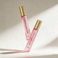 Vente directe de flacons de parfum mignons 10ML, flacon de parfum vide en verre rose, flacon de parfum rectangulaire avec couvercle doré