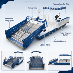 Machine portative de moissonneuse de mauvaises herbes aquatiques <span class=keywords><strong>pour</strong></span> le transport facile <span class=keywords><strong>d</strong></span>'étangs de petits lacs assemblent le noyau de moteur <span class=keywords><strong>pour</strong></span> l'herbe de tapis <span class=keywords><strong>d</strong></span>'algues de chou - Product Image 4